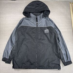 Vintage Y2K Two Tone Black & Gray Lightweight Windbreaker Jacket Sz S Hood Coat